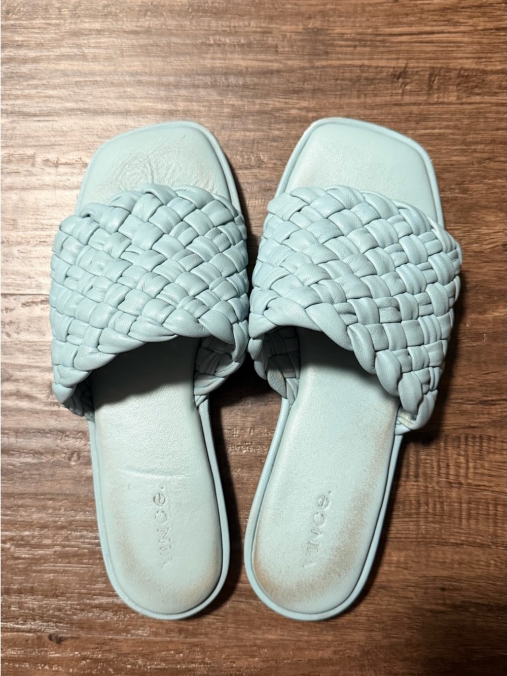 Vince Pale Blue Braided Slide Sandals